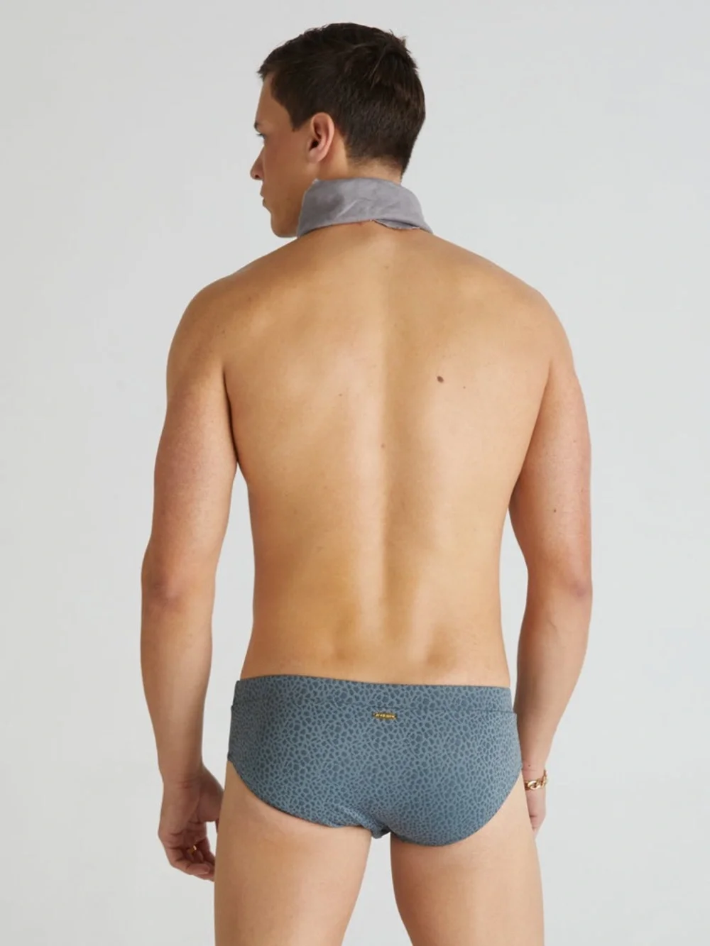 Aqua Blu Multi Grey Spot Print Racer Briefs Size S